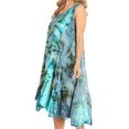 thumbnail image 3 of Sakkas Magy Women's Casual Summer Sleeveless Loose Tank Dress Tie-dye Floral Print - OliveGrey - One Size, 3 of 5