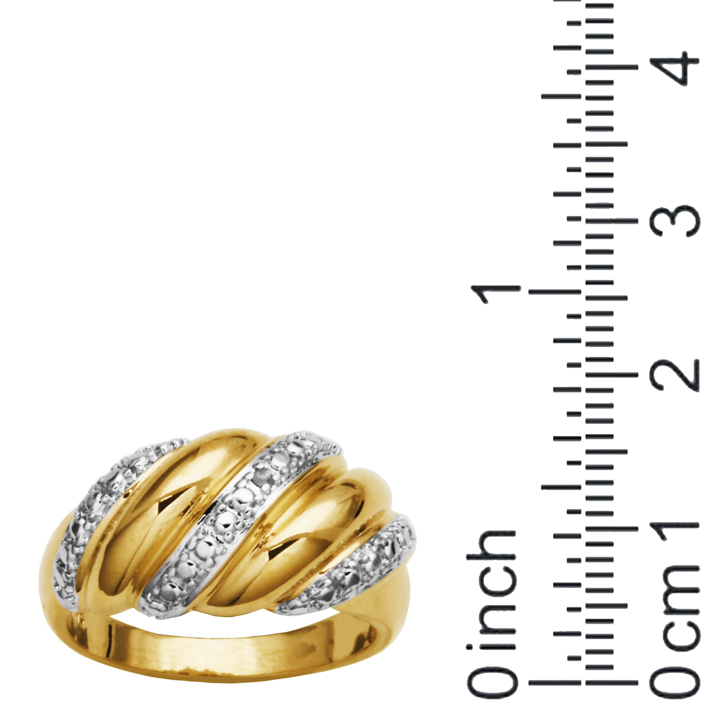 Forever Facets Diamond Accent Swirl Bombe Ring in Two-Tone Rhodium over Bronze, Adult Female