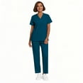 thumbnail image 4 of Mlqidk Womens Scrubs Plus Size Scrub Set Stretchy V-Neck Scrub Leg Pantss and Tops Nursing Scrubs Medical Scrubs Med Couture Scrubs Dark Blue M, 4 of 4
