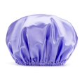 thumbnail image 4 of 2PCS Shower Cap Bathing Cap Waterproof Shower Cap Elastic Waterproof Shower Caps for Ladies Spa Salon Purple+Dark Blue, 4 of 5