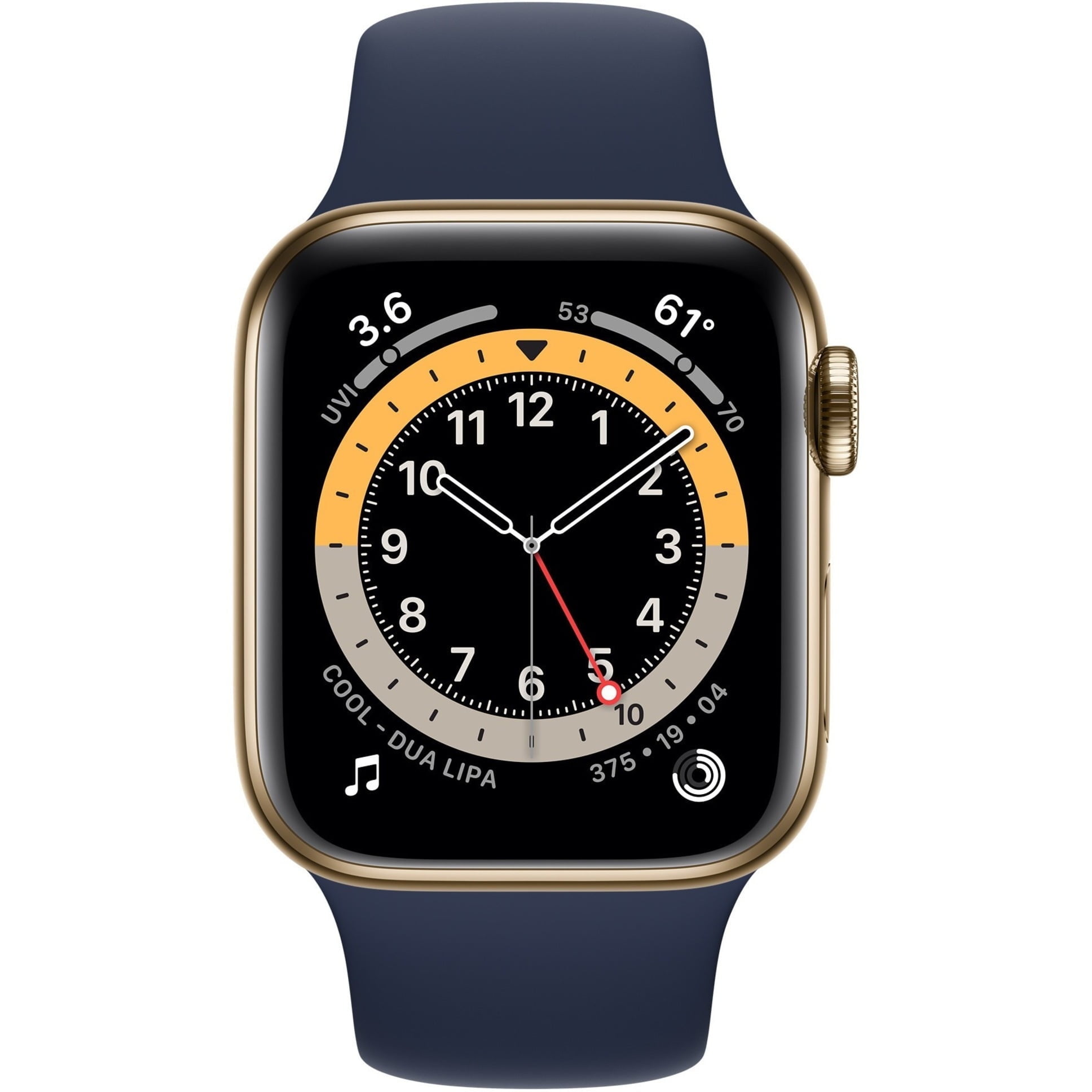 Restored Apple Watch Series 6 40mm GPS + Cellular Gold Stainless Steel Case - Deep Navy Sport Band Like New