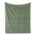 thumbnail image 1 of Under the Sea Soft Flannel Fleece Throw Blanket, Snail Fish Cartoon with Funny Expressions and Accessories, Cozy Plush for Indoor and Outdoor Use, 60" x 80", Petrol Blue Pale Brown, by Ambesonne, 1 of 6