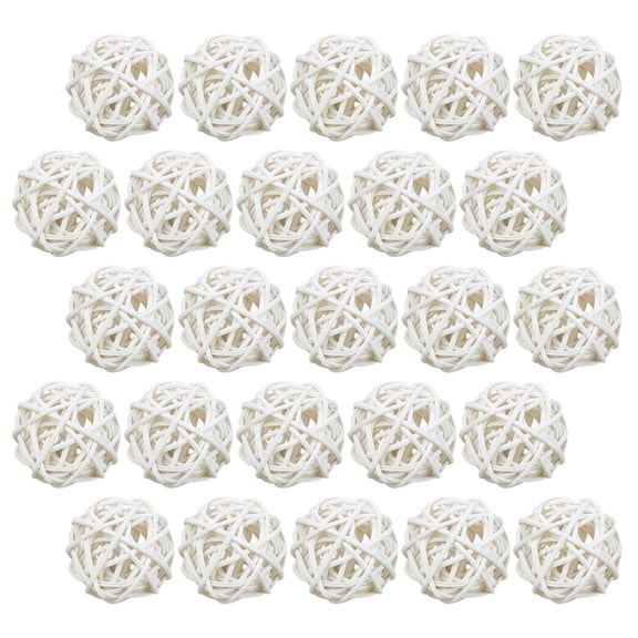 SILENRADAWN Handmade Rattan Decoration Rattan Balls White Wood 25pcs