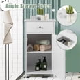 Costway White MDF Floor Storage Cabinet, Bathroom Organizer with Drawer ...