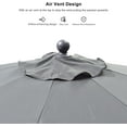 thumbnail image 3 of PURPLE LEAF 9 ft Patio Umbrella Outdoor Market Umbrella w/ Dual Tilt Buttons & Crank, 8 Aluminum Ribs, UV Protection for Garden Deck Pool Patio - Gray, 3 of 7