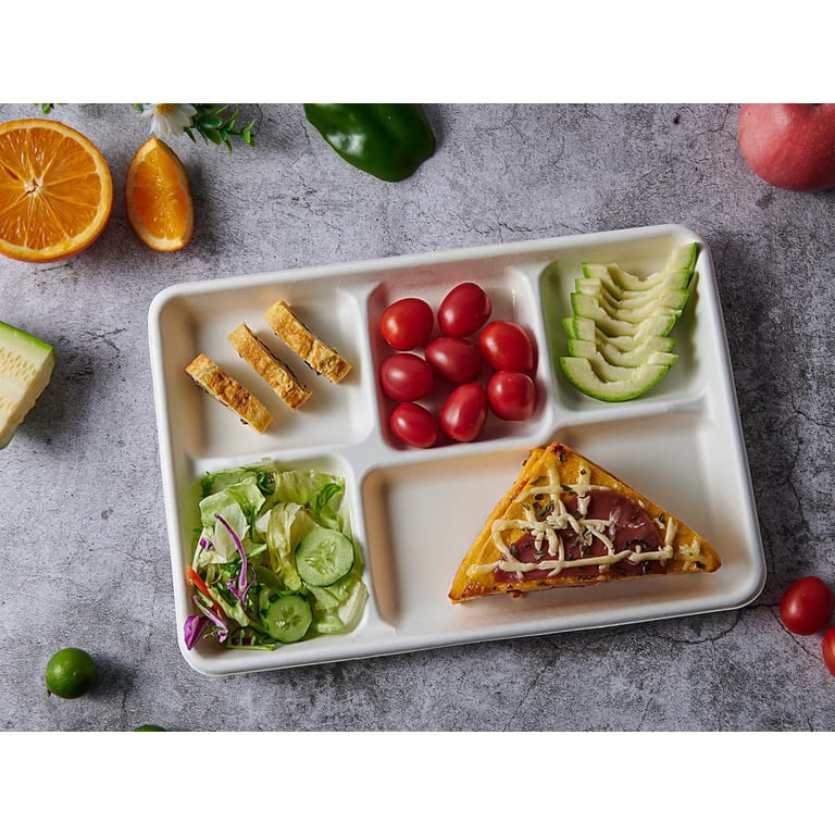 Jetcloudlive 50-Count Compostable Compartment Plates, Sugarcane Fiber photo 5