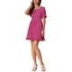 thumbnail image 2 of Vestido Floral de Manga Abullonada con Espalda Fruncida y Escote Corazón Lentejuelas L Rosa Fucsia, 2 of 6