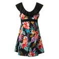 thumbnail image 2 of Wantdo Women's Plus Size Swim Suits V Neck Floral Printed Swimdress A-line Swim Dress with Skirt Azalea Floral 26/28 Plus, 2 of 7