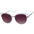 thumbnail image 2 of sunglassLA Unisex Womens Fashion Open Metal Frame Iridescent Lens Cat Eye Sunglasses (Purple / Purple Gradient) - 55mm, 2 of 4