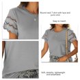 thumbnail image 4 of Camisa de manga corta para mujer,Camiseta de verano de manga corta con encaje para mujer, camiseta con cuello redondo, integración sin costuras, 4 of 5
