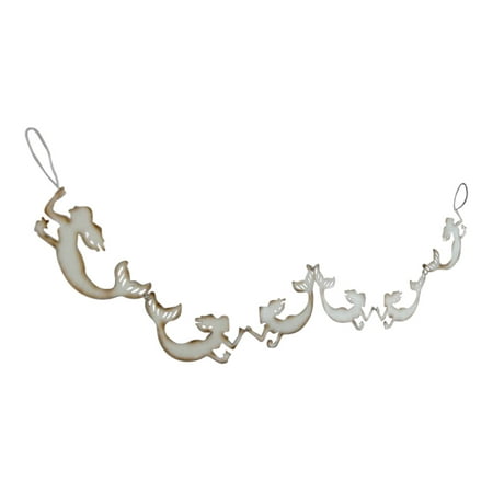 Coastal Mermaid Garland Painted Metal 34 Inches