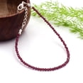thumbnail image 2 of Garnet 2mm Round Shape Faceted Cut Beads 7 inch Adjustable Silver Plated Clasp Bracelet for men, women, unisex. Link Chain Stacking Bracelet.|LINK_03197, 2 of 4