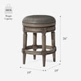 thumbnail image 5 of Maven Lane 26" Pullman Backless Counter Height Stool - Handcrafted Swivel Counter Stool with Reclaimed Oak Finish and Ronan Stone Vegan Leather - Ideal for Kitchens, Breakfast Bars, and Dining Areas, 5 of 12