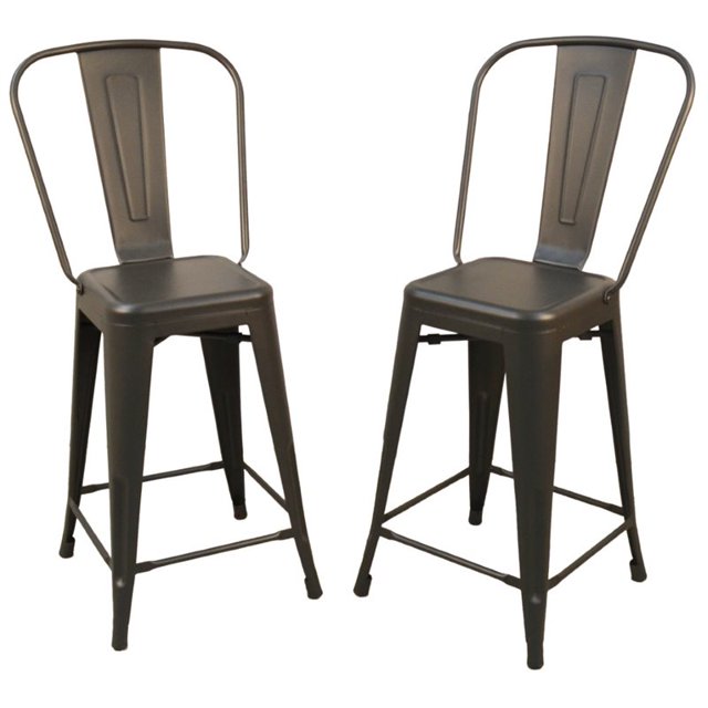 Carolina Classiques Adeline 24 Pouces Comptoir Tabouret Rustique Étain (Lot de 2)