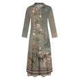 thumbnail image 5 of CharmCyan Women's Casual Loose Fashionable Floral Print Dress Dark Green XL, 5 of 6
