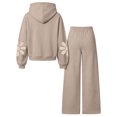thumbnail image 7 of Girls Floral Sweatsuit Fashion Casual Fleece Thermal 2 Piece Outfits Long Sleeve Hoodie Wide Leg Sweatpants With Pockets (6-7 Years, Khaki), 7 of 7
