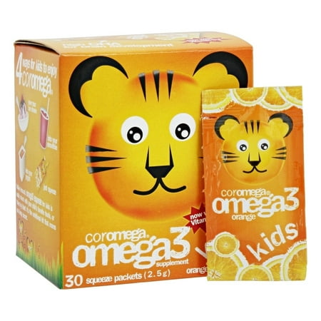 Coromega  Kids  Omega-3  Tropical Orange   Vitamin D  30 Single Serving Packets  2 5