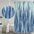 thumbnail image 4 of Polyester Fabric Navy Blue Vintage Shower Curtain, Stripes Painting Retro Abstract Art Waterproof Bathtub Curtain Bathroom Decor Set with Hooks 60 x 72 Inches, 4 of 6