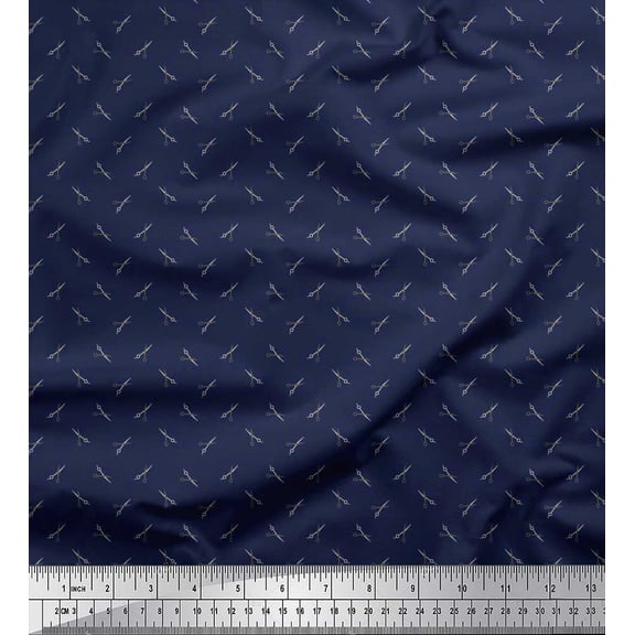 Soimoi Japan Crepe Satin Fabric Scissor Shirting Print Fabric by The Yard 42 Inch Wide
