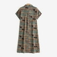 thumbnail image 4 of ZANZEA Women Floral Printed Dress Vintage Short Sleeve Casual Lapel Neck Dress, 4 of 8