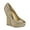Gold, variant on XYD Women Dazzled Rhinestone Peep Toe Platform Pumps Slip-on Wedge High Heels Evening Shoes Size 7 Black