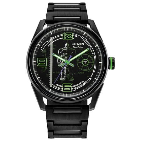 Citizen Eco-Drive Men s Marvel Hulk Green Goliath Black IP Stainless Steel Watch – BM7675-57W