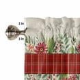 thumbnail image 5 of Vintage Red Plaid Kitchen Curtains and Valances Set, Flower Green Leaf Winter Plant Linen Rod Pocket Window Valance 18 Inch Window Curtain Panels for Living Room Bedroom Laundry, 27.5x36in, 3 Pieces, 5 of 7