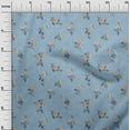 thumbnail image 2 of oneOone Cotton Poplin Twill Grayish Blue Fabric Leaves & Floral Artistic Quilting Supplies Print Sewing Fabric By The Yard 56 Inch Wide, 2 of 4