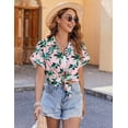 thumbnail image 6 of Zeagoo Women's Hawaiian Button Down Shirts Casual Short Sleeve Floral Tropical Print Summer Blouse Tunic Top, 6 of 7
