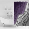 thumbnail image 2 of Shower Curtains Sets for Bathroom Decor Purple Grey White Wave StripesWaterproof Bathroom Curtain with Hooks,Abstract Geometric Linesfor Bathroom Decor,36x72IN, 2 of 7
