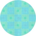 thumbnail image 1 of Ahgly Company Machine Washable Indoor Round Transitional Bright Turquoise Blue Area Rugs, 5' Round, 1 of 7