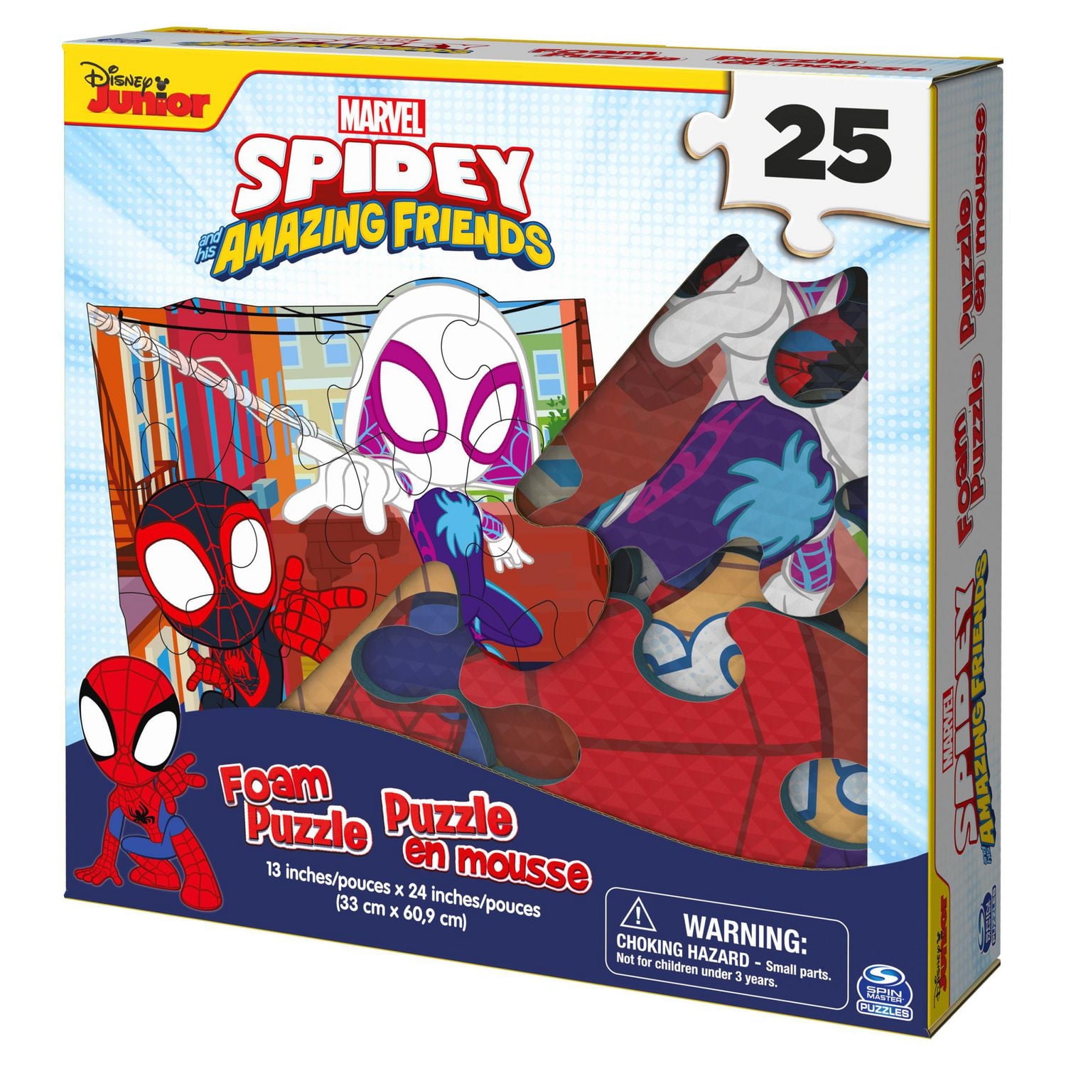 Marvel, 25-Piece Jigsaw Foam Squishy Puzzle Go Spidey! Disney Junior Spidey and his Amazing Friends Show, for Kids Ages 4 and up