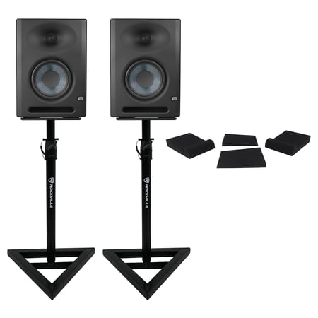 (2) Presonus Eris E5 XT 5.25" Powered Studio Monitors Speakers+Stands+Iso Pads