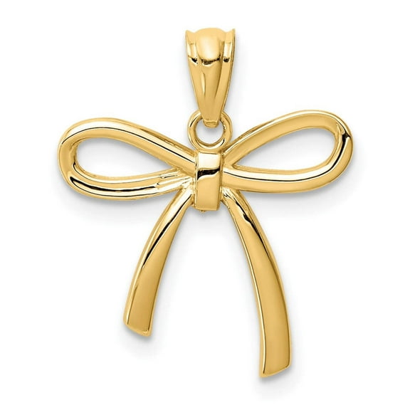 14k Yellow Gold Small Ribbon Bow Charm Pendant