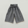 thumbnail image 4 of Cute Pants for Girls 7/8 Ankle Wide Leg Plaid Trouser with Pockets Drawstring Elastic Waist Casual Summer Clothes (4 Years, Black), 4 of 8