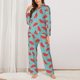 thumbnail image 2 of Balery Watermelon Conjunto de Pijama con Estampado para Mujer, Conjunto de Dos Piezas con Manga Larga, Ropa de Dormir Suave con Bolsillos, Pijamas Cómodos-XX-Large, 2 of 7