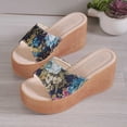 thumbnail image 4 of Nrmvnmi Women's Wedge Slipper Open Toe Summer Floral Platform Solid Color Floral Wedge Sandals Green Mothers Day Gifts, 4 of 6