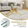 thumbnail image 3 of 3-Piece Tempered Glass Coffee Table Set, 1 Coffee Table & 2 End Tables with Geometric Metal Legs for Living Room, Office, 3 of 9