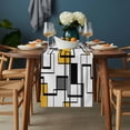 thumbnail image 2 of Yellow Geometric Table Runner - 70 Inch Long, Kitchen Dining Table Runner Dresser Scarves, Modern Minimalist Black Abstract Art Farmhouse Decor for Coffee Tables Wedding Party Banquet, 2 of 8