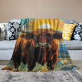 thumbnail image 2 of Autua Bull Mountain Sun Warm Lightweight Blanket Soft Fleece Blanket All Seasons Gifts Cow Theme 40x50in, 2 of 6