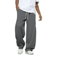 thumbnail image 2 of Baggy Sweatpants Men Casual Drawstring Waist, Open Bottom Uncuffed Lightweight Sweat Pants for Men Dark Gray M, 2 of 3