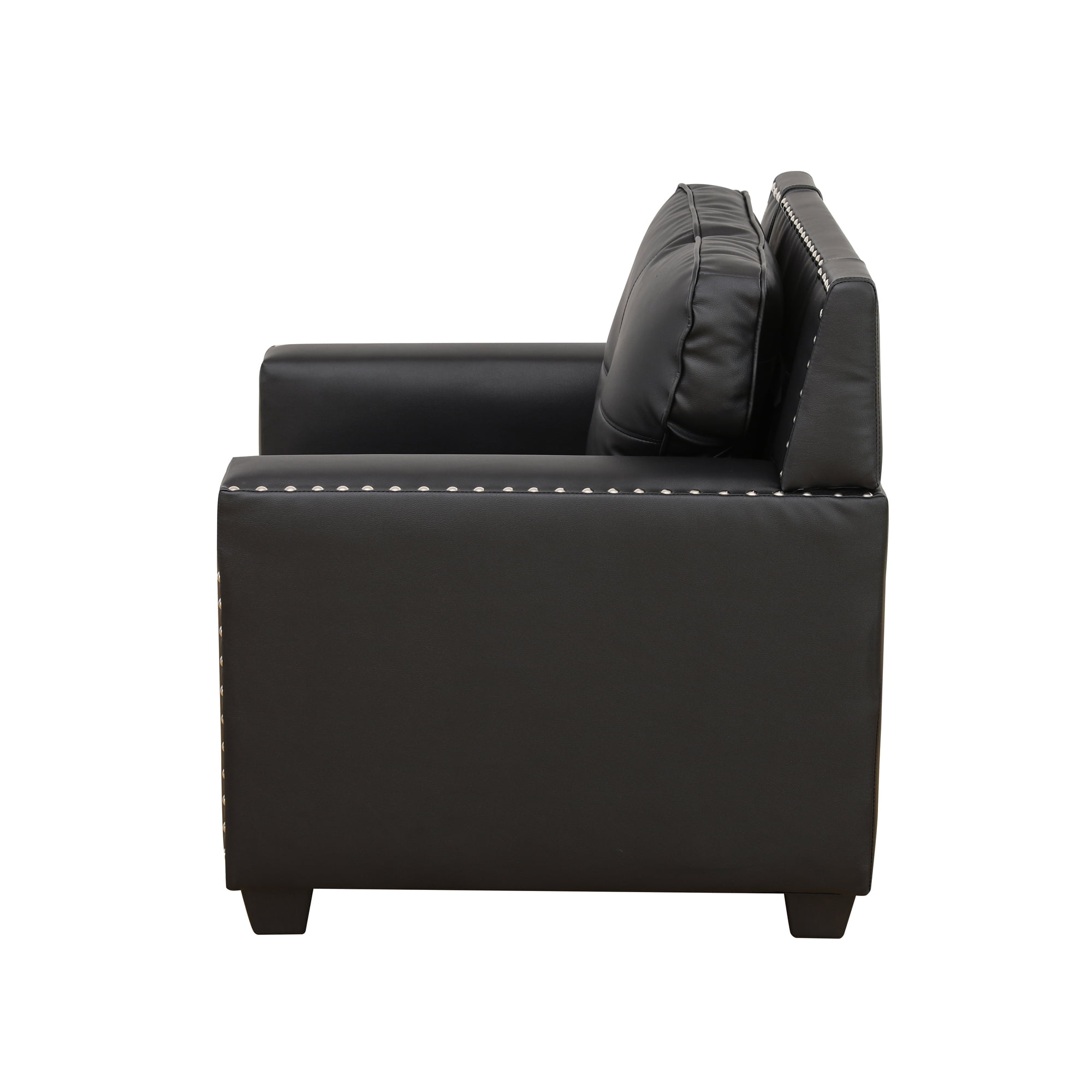 Gewnee Leather Upholstered Armchair Accent Chair with Nailhead Trim,Black