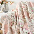 thumbnail image 3 of Chezmoi Collection Abbi 1-Piece Garden Floral Pink Shabby Chic Throw Vintage Washed Cotton Ruffle Trim Patchwork Throw Blanket, 3 of 7