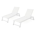 thumbnail image 2 of Noble House Belle Chaise Longue Extérieure en Maille Blanche (Ensemble de 2), 2 of 44