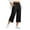 Black, variant on Womens Wide Leg Cropped Capri Pants Elastic High Waist Casual Pants Travel Loose Summer Pants with Pockets