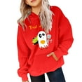 thumbnail image 4 of LIIPEE Girls Boys Hoodies Fall Winter Casual Halloween Long Sleeve Cartoon Pumpkin Graphic Printed Pullover Hooded Sweatshirt With Pocket Kids Classic School Outdoor Hoodie,Red,4-5 Years, 4 of 4
