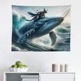 thumbnail image 3 of Ambesonne Funny Wall Hanging Tapestry, Warrior Cat Riding a Whale, 28"x23", Slate Blue Aqua Blue Grey, 3 of 3