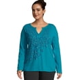 thumbnail image 1 of Just My Size T-Shirt Graphique à Manches Longues et Col Fendu pour Femmes, 4X, 1 of 2