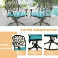 thumbnail image 6 of 9-Piece Patio Dining Set, Outdoor Patio Table and Chair Set of 84” Oval Cast Aluminum Dining Table with Umbrella Hole, 6 Stationary, 2 Swivel Rocker Chairs, Patio Funiture Set, Blue, 6 of 8