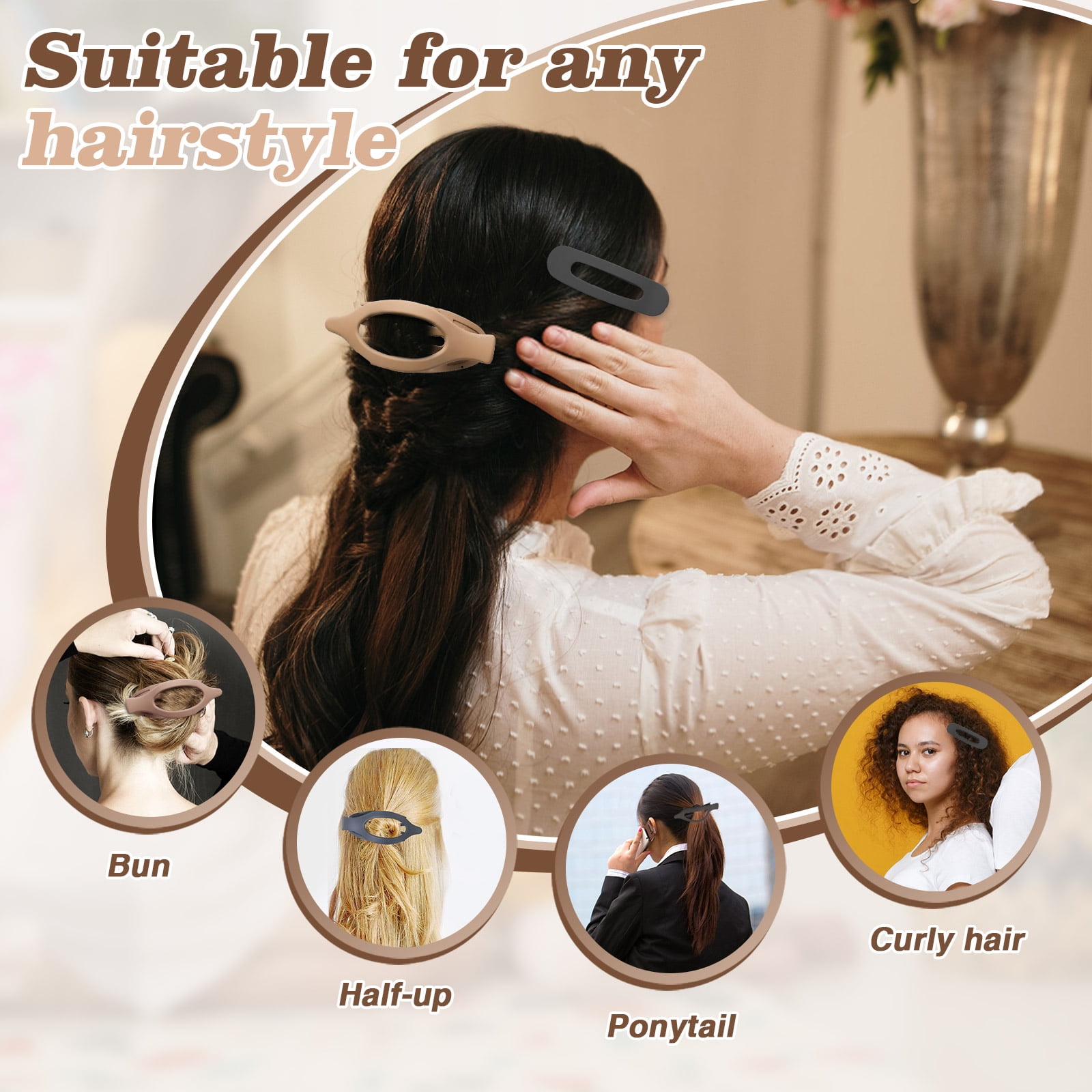 10 Pack French Concord Claw Clips for Women Girls, 2 Styles Flat Hair Clips, Matte Claw Clips for Thick Hair, Strong Hold Duck Billed Clips, Neutral Color Flat Claw Clips for Thick Hair